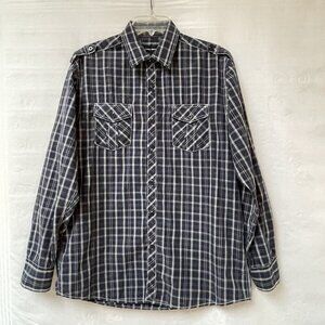 Michael Brandon Shirt Mens Large Button Up Long Sleeves Plaid Western Rodeo Top